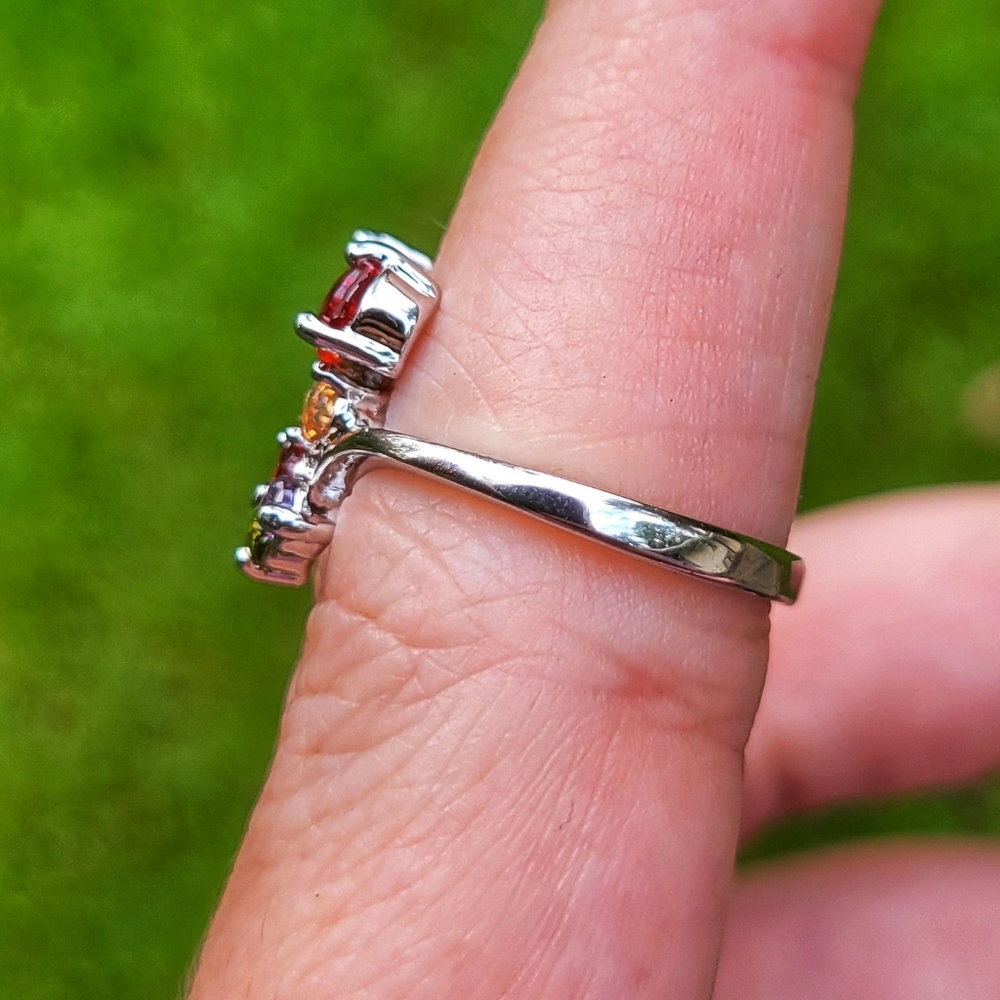 Dazzling Gemstone Butterfly Silver Ring Size 6.5 - Picture 5 of 11
